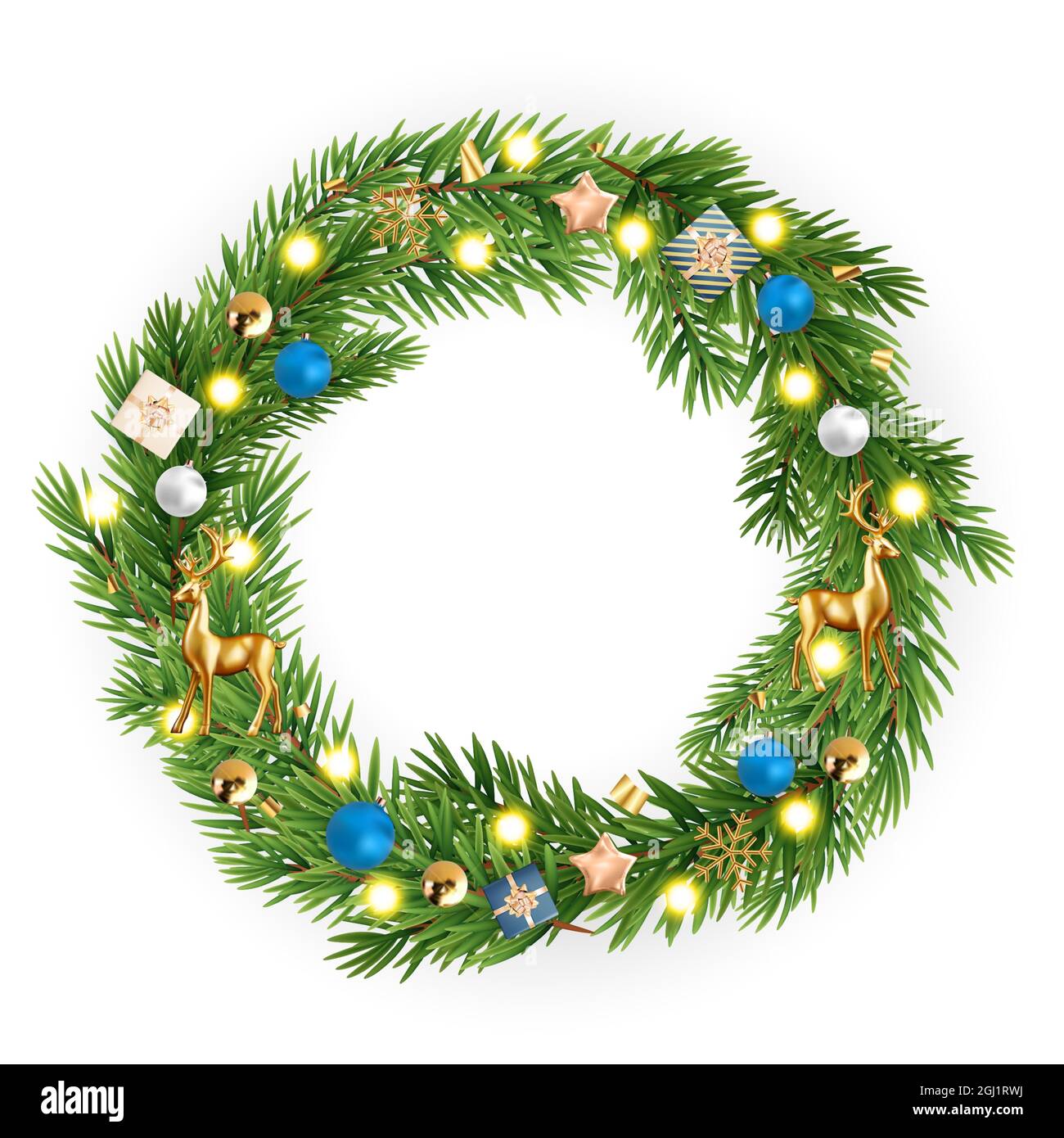Christmas wreath isolated on white background. Vector illustration ...