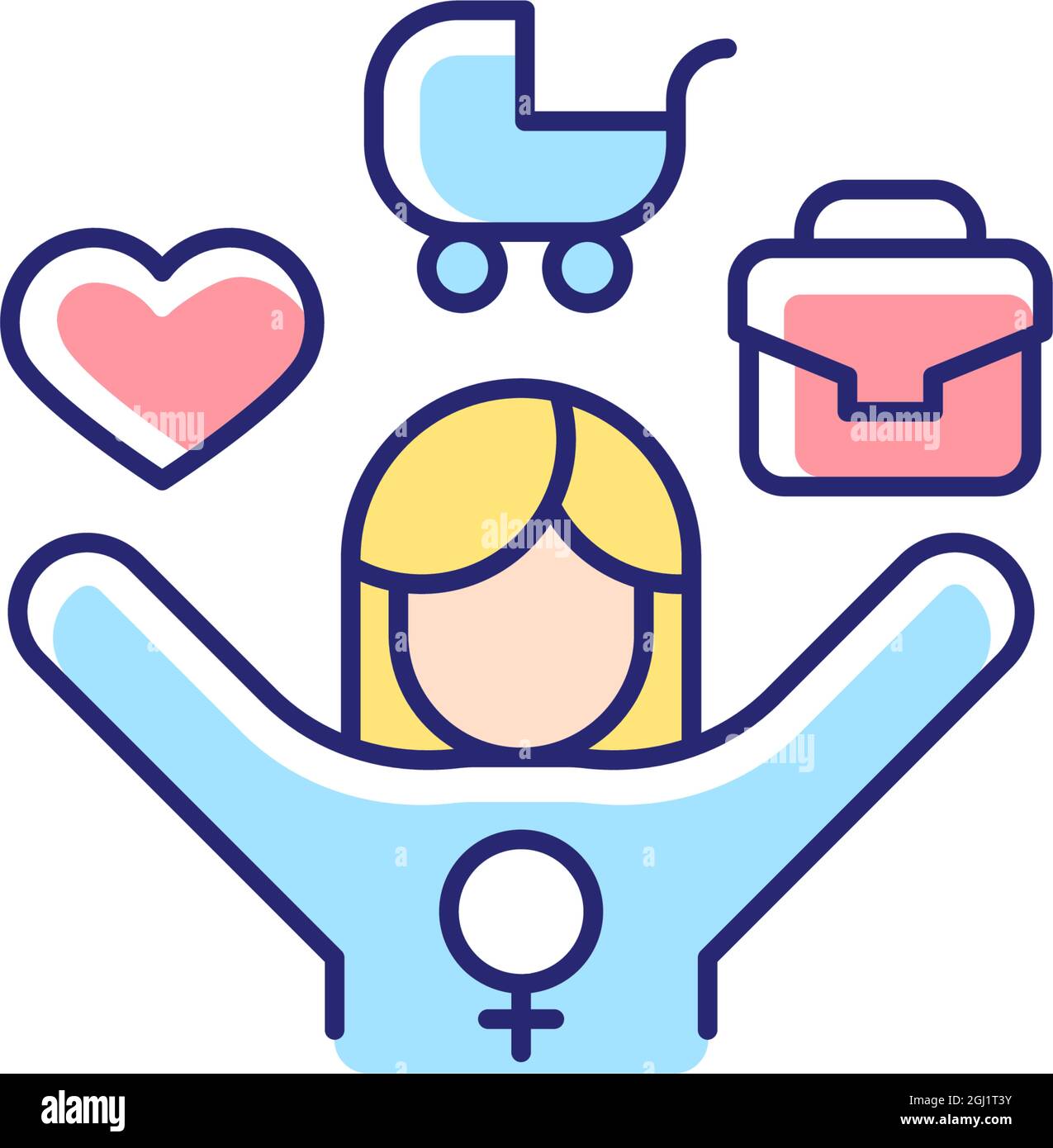 Work-life balance for female employee RGB color icon Stock Vector Image ...