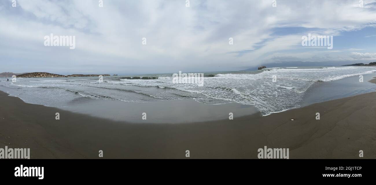 Panoramic view of Sfiha beach in the mediterranean sea of morocco Stock Photo