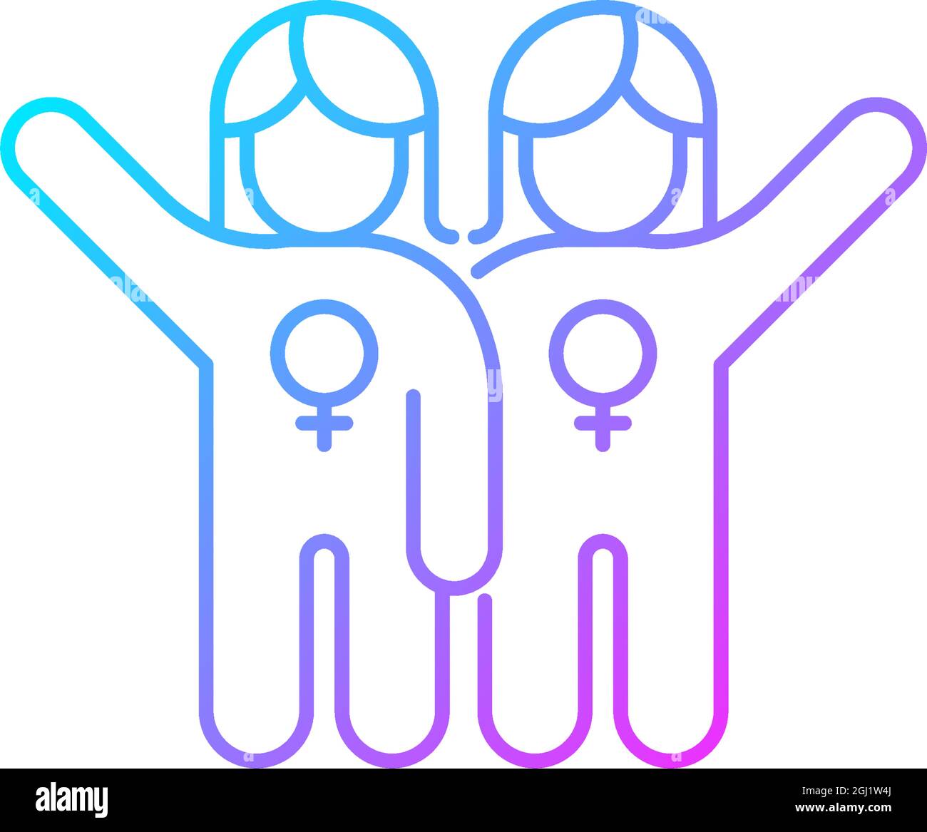 Female friendship gradient linear vector icon Stock Vector
