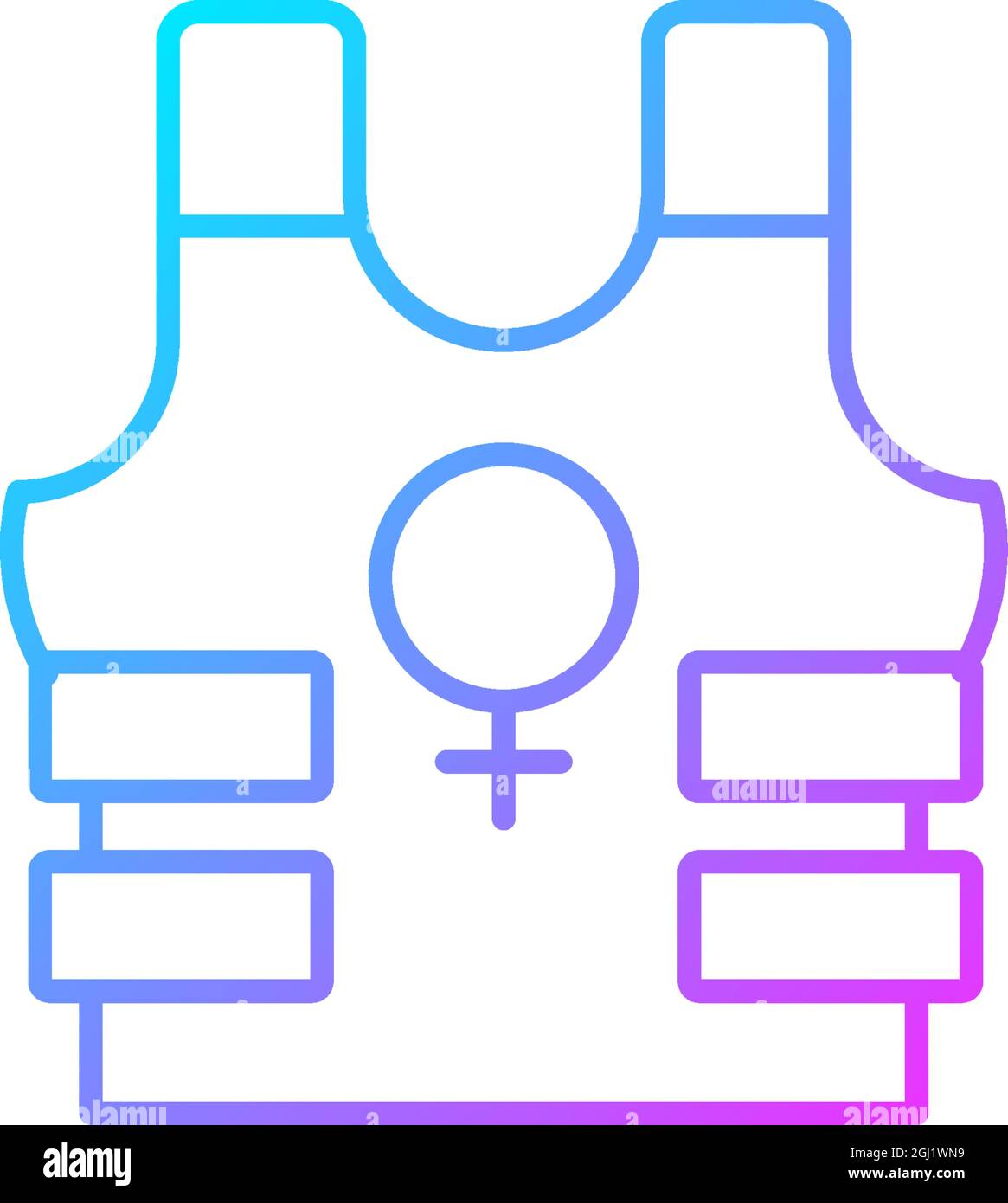 Women in military gradient linear vector icon Stock Vector