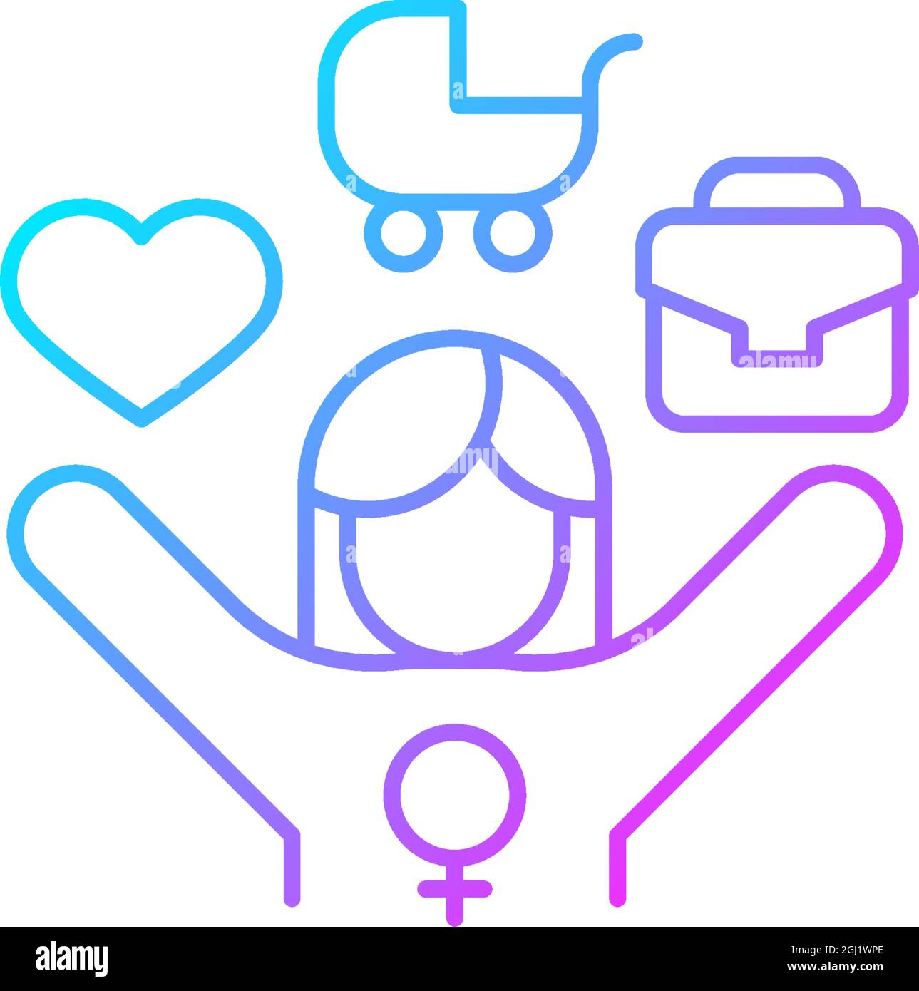 Work-life balance for female employee gradient linear vector icon Stock ...