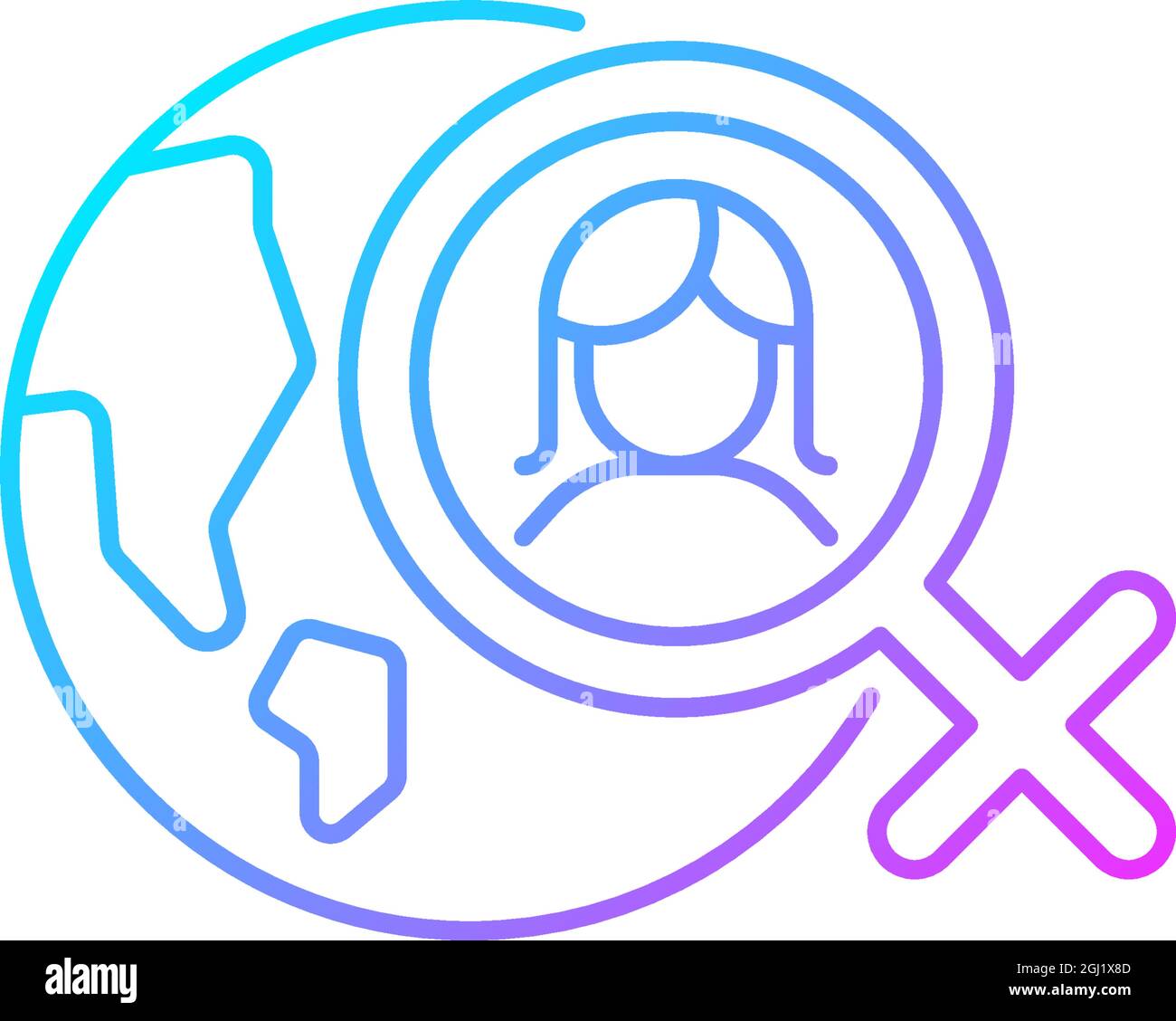 Global feminism gradient linear vector icon Stock Vector
