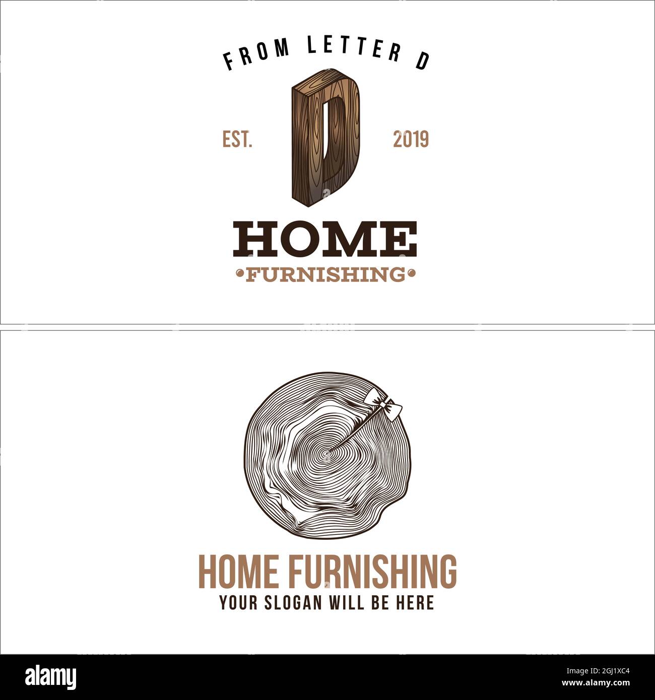 Home Furnishing wood craftsman logo design  Stock Vector