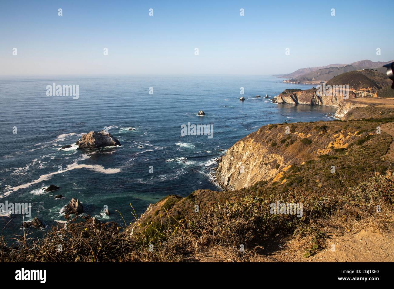 United States, California, Big Sur, Hurricane Point, View of the Ocean Along the Coast Stock