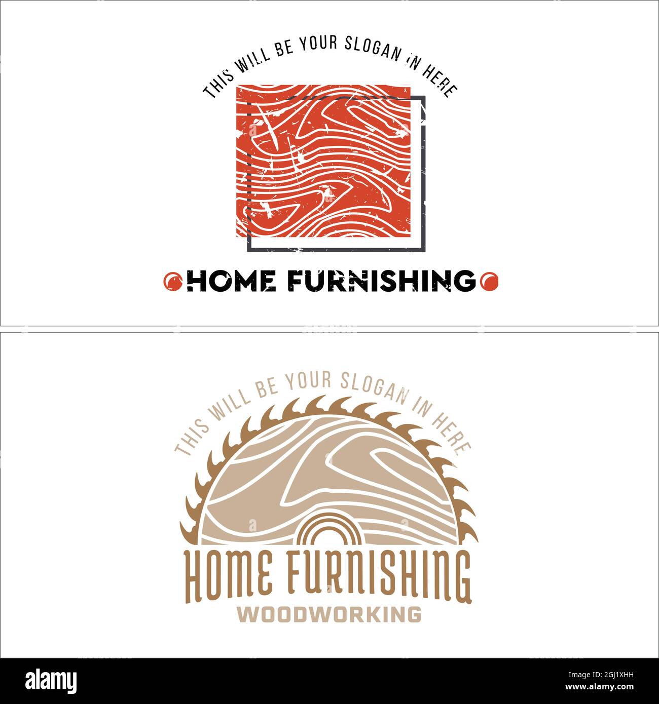 Carpenters home furnishings wood logo design Stock Vector