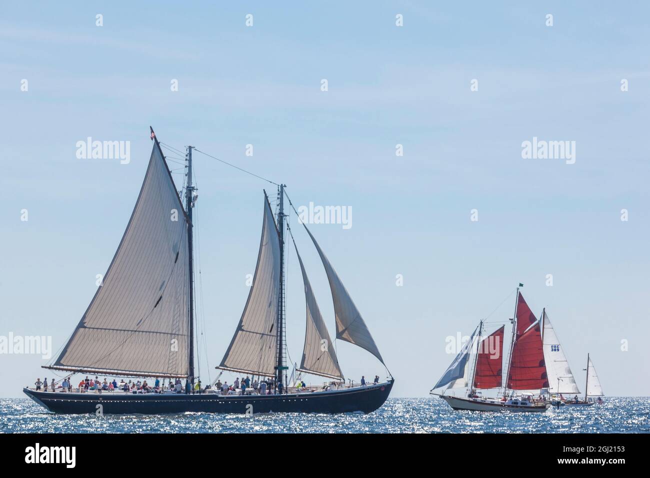 USA, Massachusetts, Cape Ann, Gloucester. Gloucester Schooner Festival, schooner parade of sail. Stock Photo