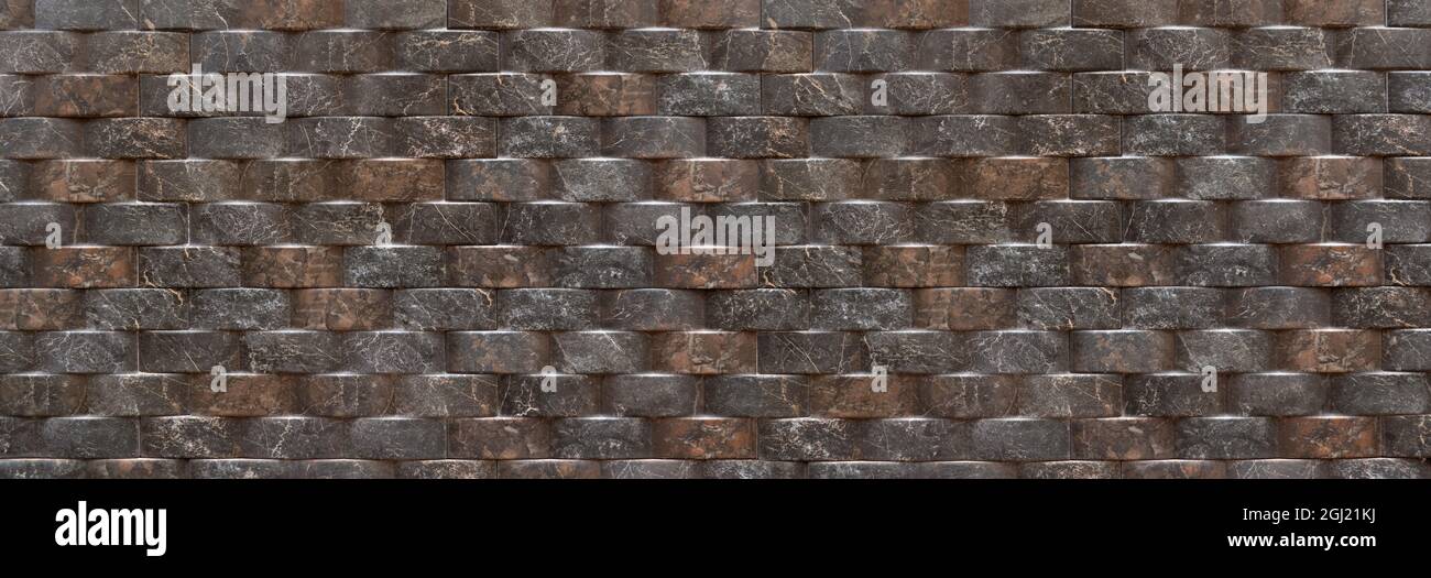 Wall design imitation of semicircular dark marbled stones Stock Photo