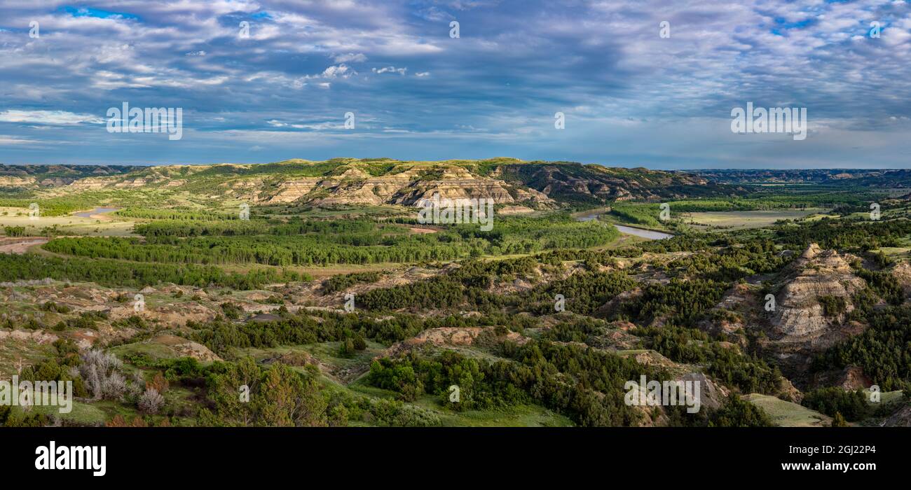 Panoramic of Oxbow in the Little Missouri River in Theodore Roosevelt