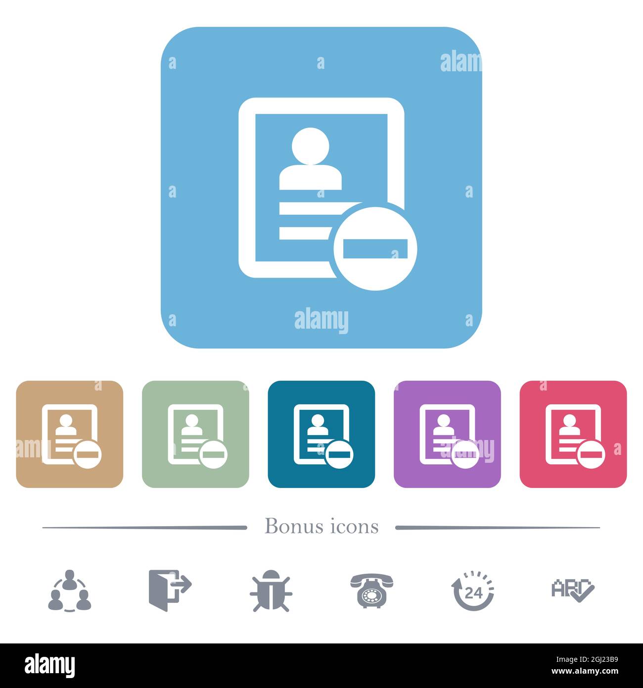 Remove contact white flat icons on color rounded square backgrounds. 6 ...