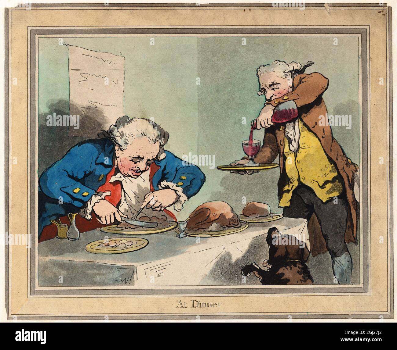 At Dinner 1792 Artist: Thomas Rowlandson (1756-1827) an English artist and caricaturist of the Georgian Era. A social observer, he was a prolific artist and print maker.  Credit: Thomas Rowlandson/Alamy Stock Photo
