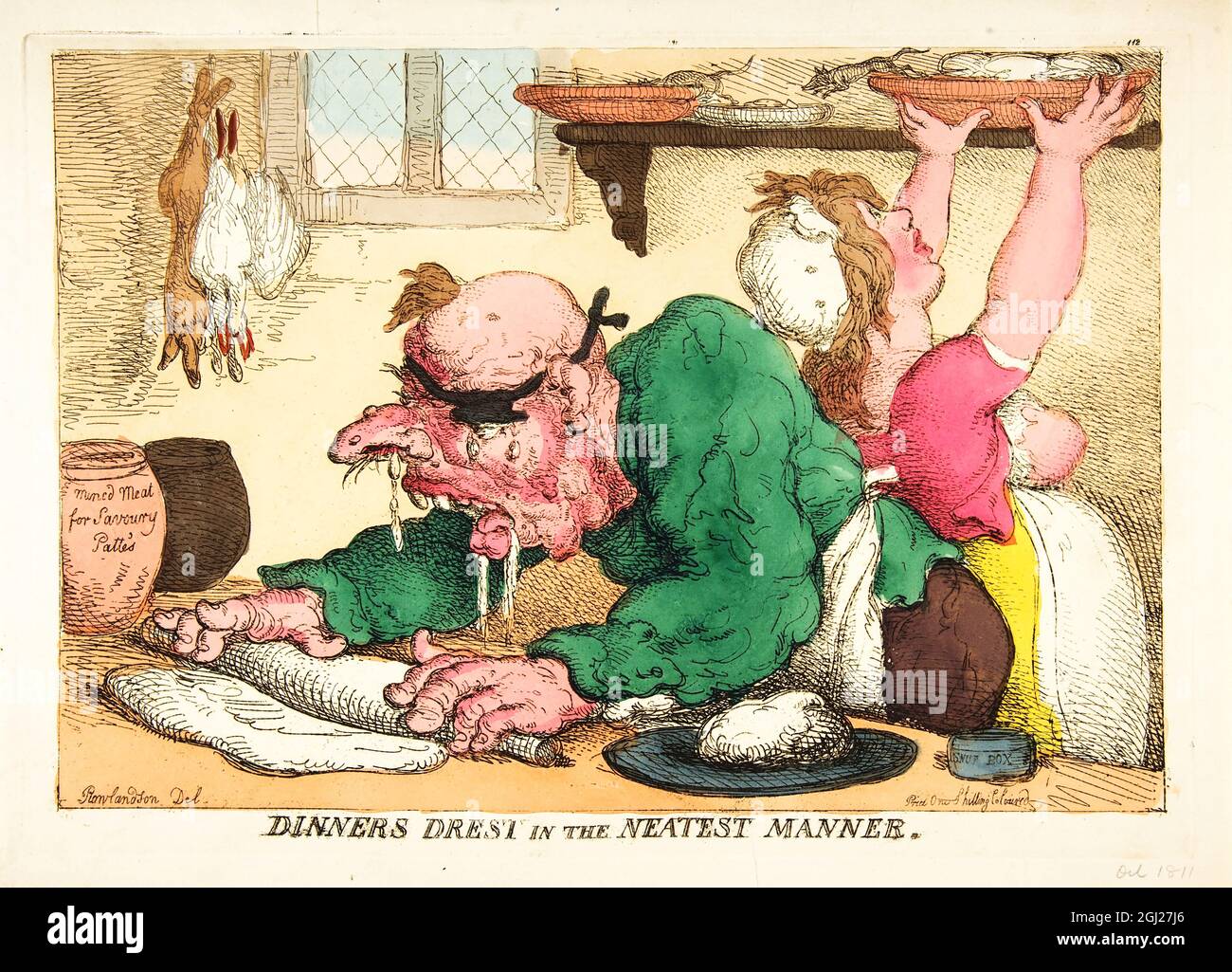 Dinners dressed in the neatest manner 1811 Artist: Thomas Rowlandson (1756-1827) an English artist and caricaturist of the Georgian Era. A social observer, he was a prolific artist and print maker.  Credit: Thomas Rowlandson/Alamy Stock Photo