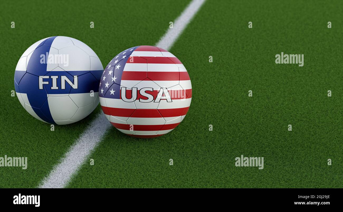 Finland vs. USA Soccer Match Leather balls in Finland and USA