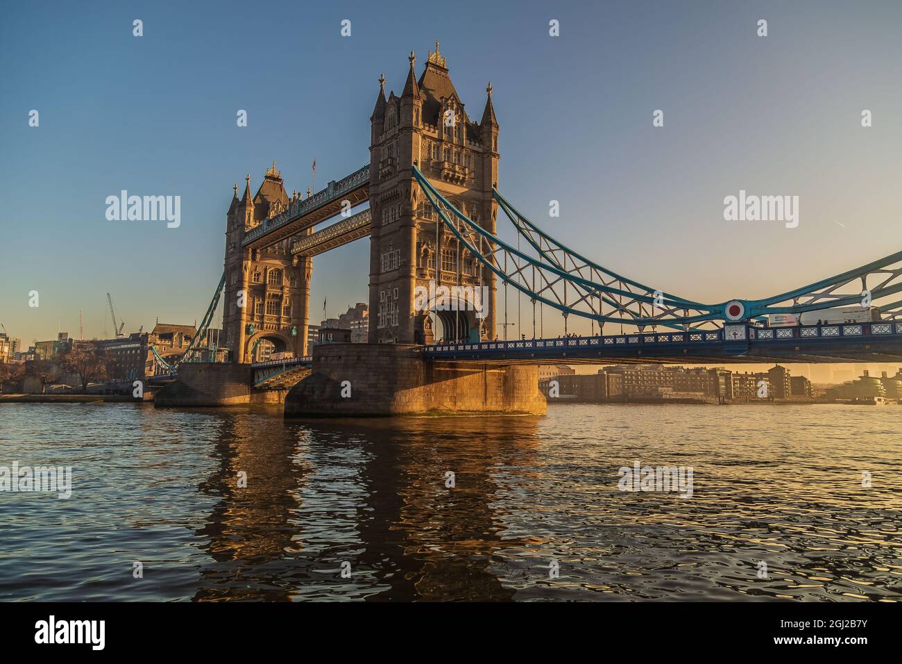 Historic Tower Bridge during sunset in Thronton, UK Stock Photo - Alamy