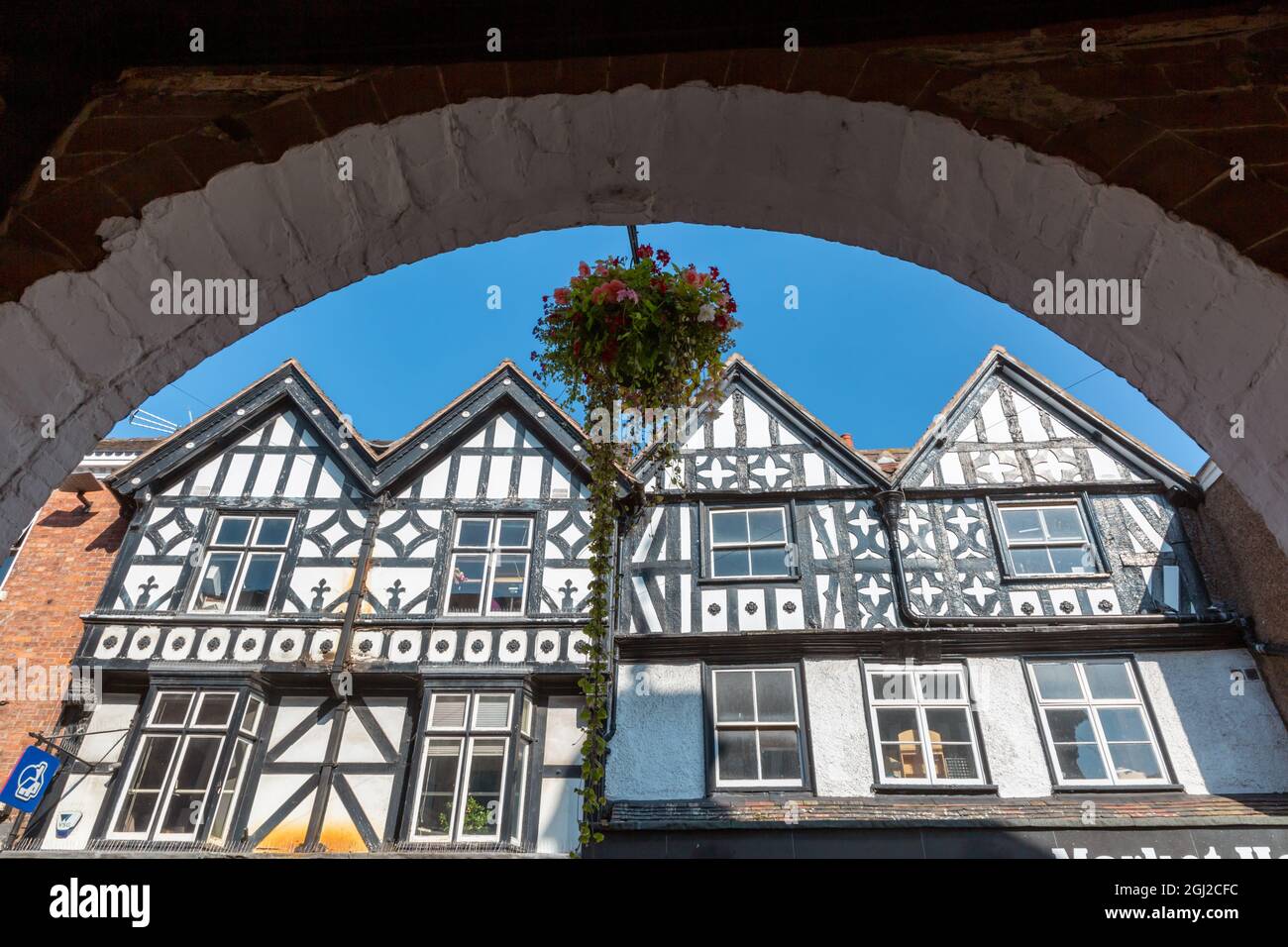 Timber Framed Buildings In Bridgnorth High Street Seen Through An timber-framed-buildings-in-bridgnorth-high-street-seen-through-an