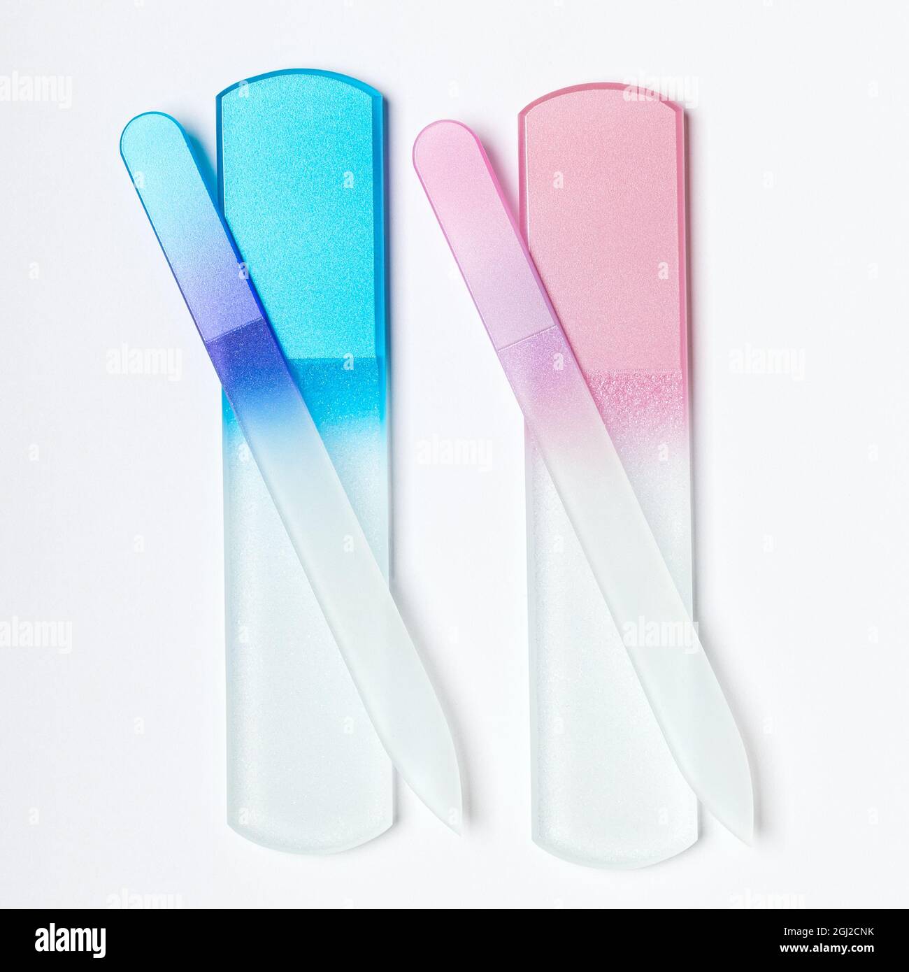 glass nail files on white background Stock Photo
