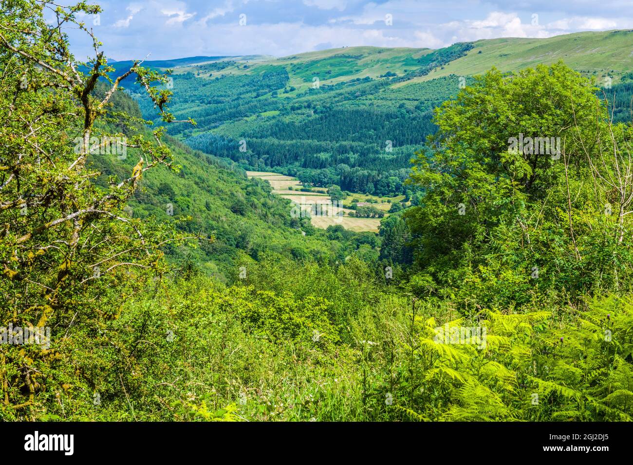 Looking down into the Talybont Valley from Torpantau in the Brecon Beacons National Park Stock Photo