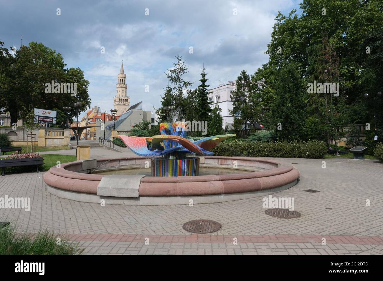 Opole, Poland - August 22, 2021:  Life in the center of the city. Walking around the center. Sunny summer day. Opole Voivodeship Stock Photo