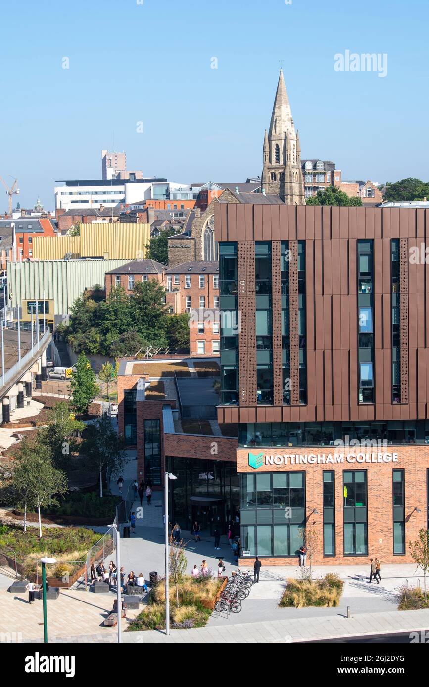 The new Nottingham College City Hub on Southside of Nottingham City, Nottinghamshire England UK Stock Photo