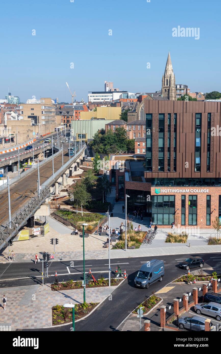 The new Nottingham College City Hub on Southside of Nottingham City, Nottinghamshire England UK Stock Photo