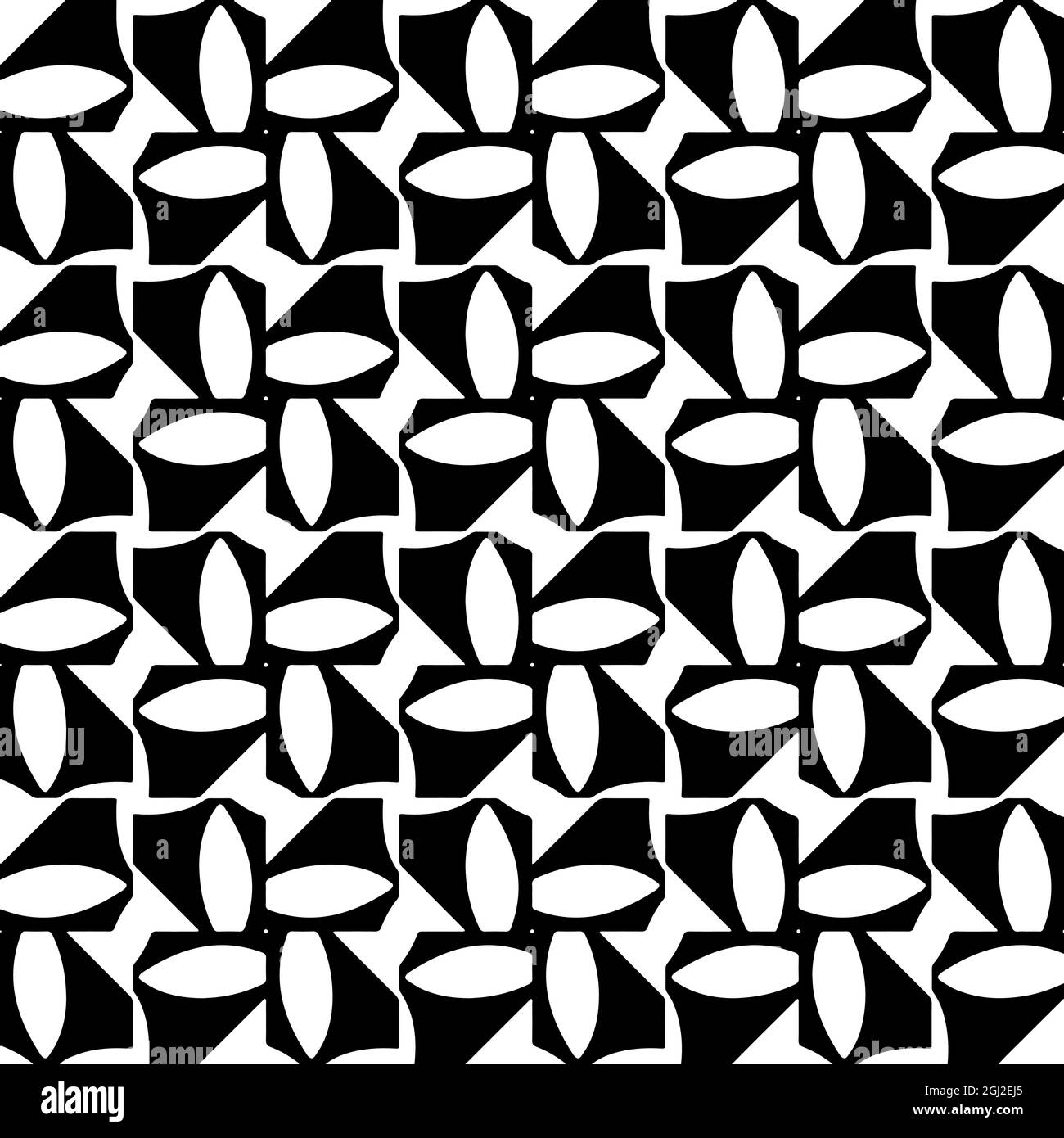 Seamless vector pattern in geometric ornamental style. Black and white ...