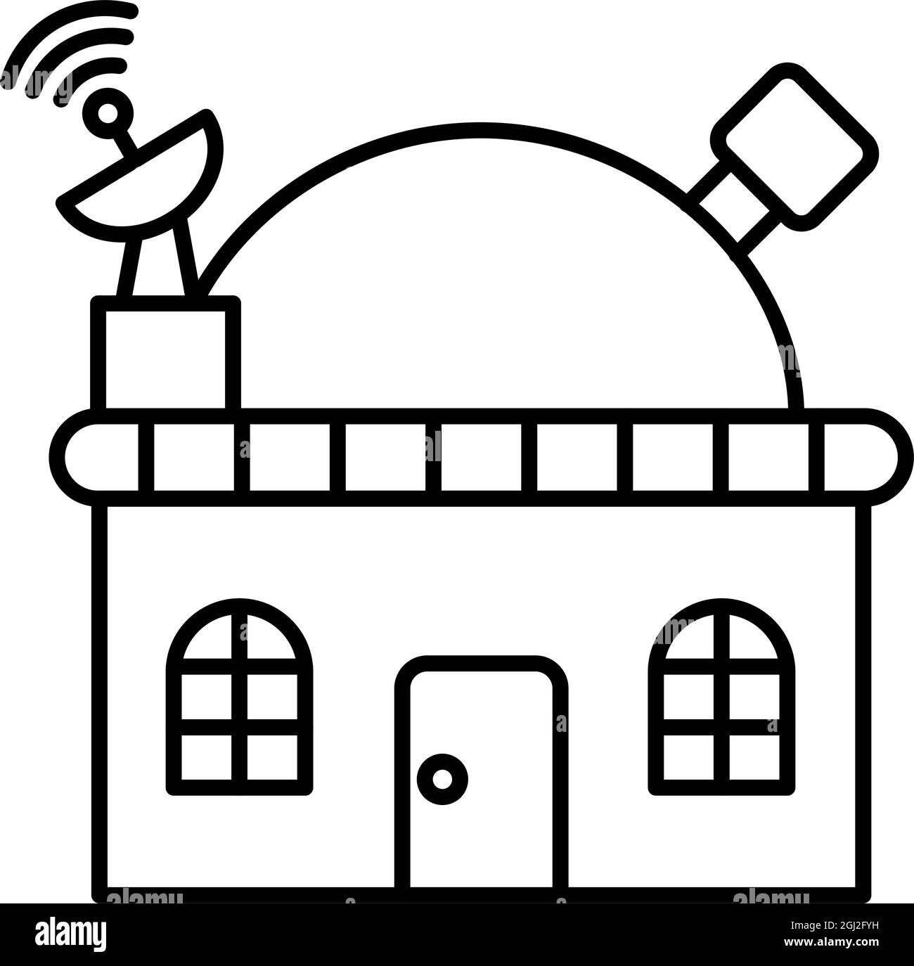 Vector Observatory Outline Icon Design Stock Vector Image &amp; Art - Alamy