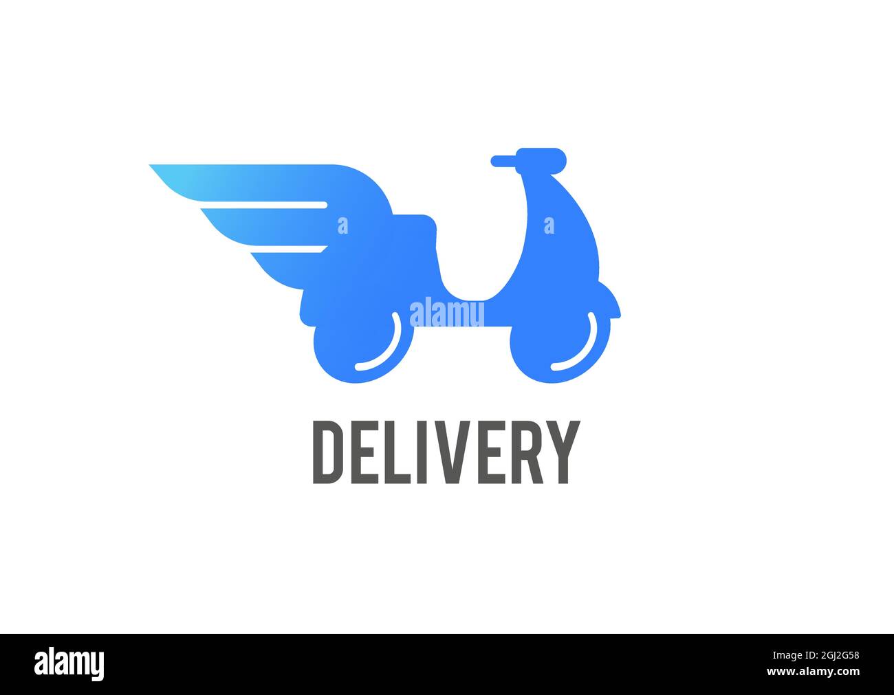 Blue delivery logo. Scooter, bike with wings, emblem and icon concept design Stock Vector Image