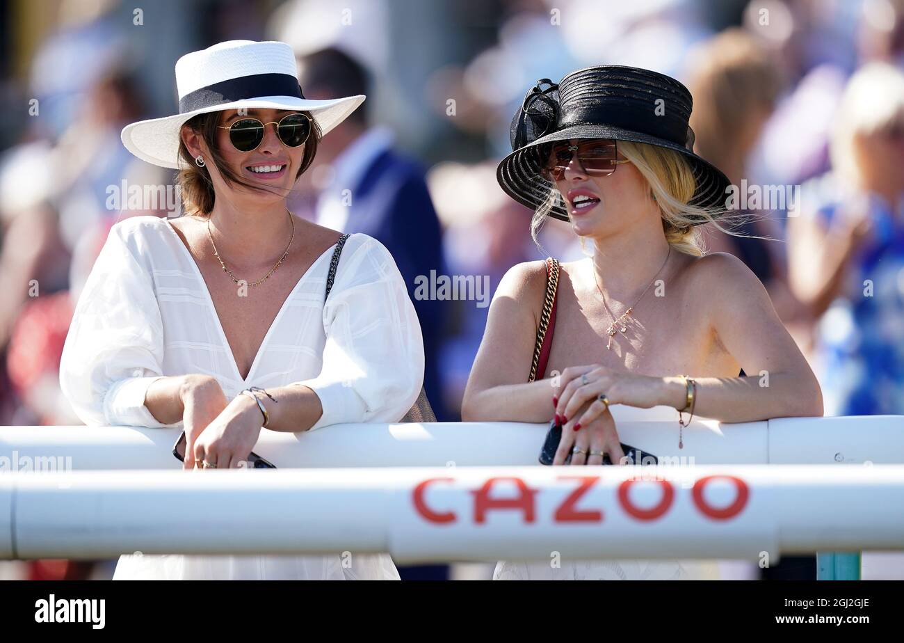 Racegoers during Legends Day of the Cazoo St Leger Festival at Doncaster Racecourse. Picture date: Wednesday September 8, 2021. Stock Photo