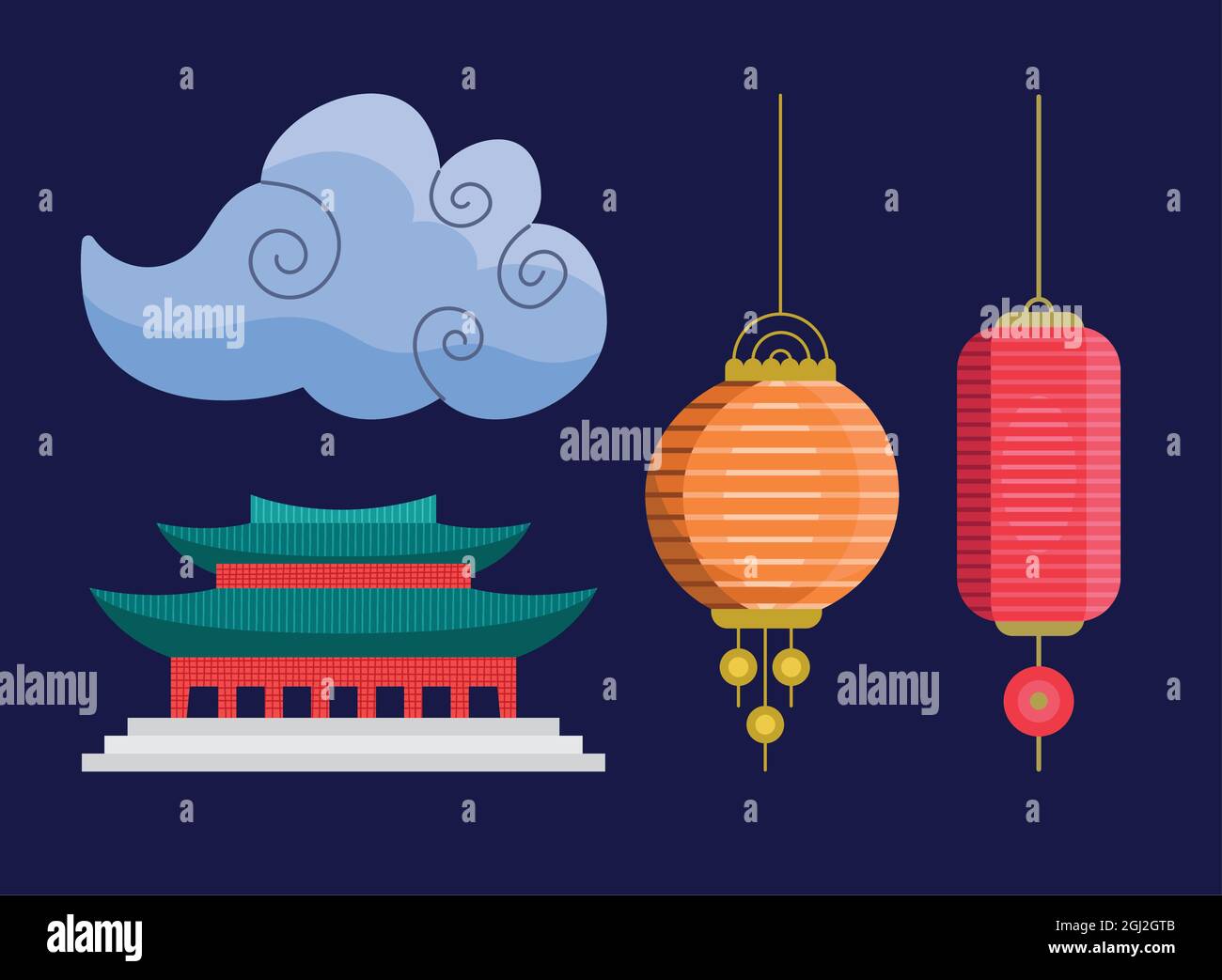 Korea temple night Stock Vector Images - Alamy
