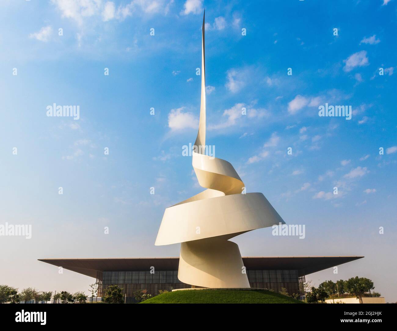 Sharjah, UAE - 09.07.2021 - Monument known as The Scroll that placed close to House of Wisdom library Stock Photo