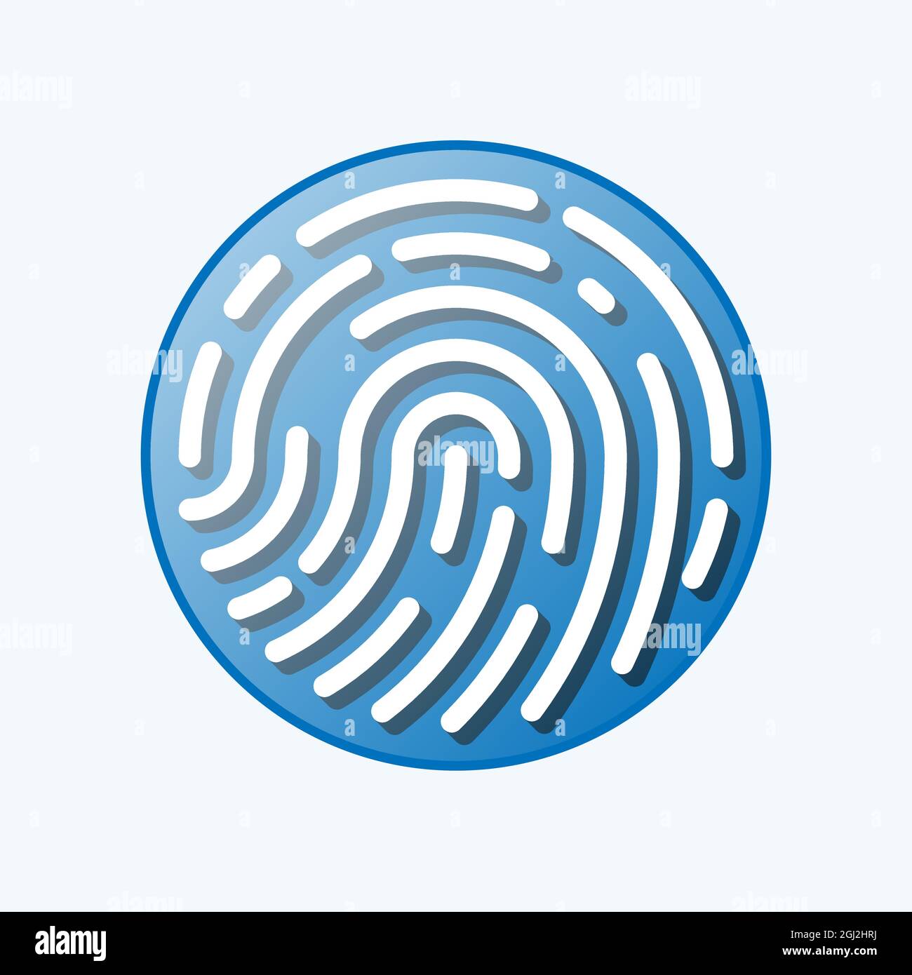 round fingerprint or thumbprint symbol isolated on white background, vector illustration Stock Vector