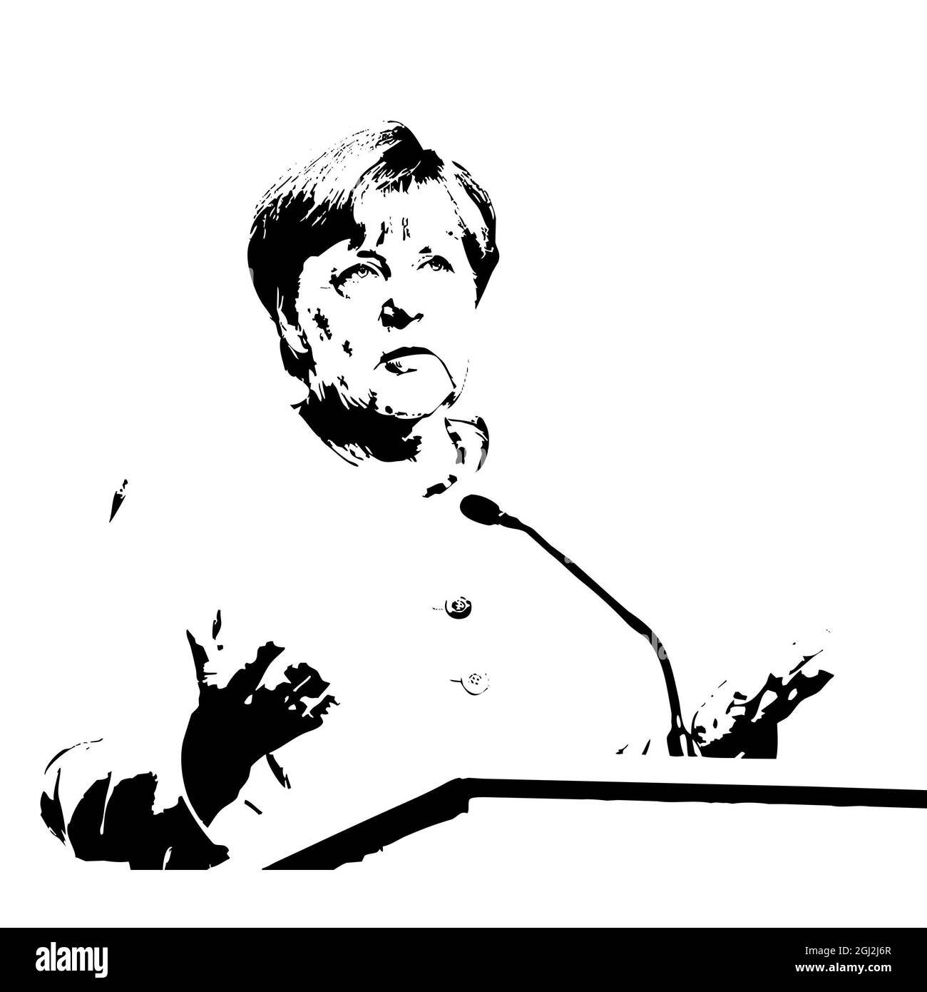 GERMANY BERLIN BUNDESTAG, GERMANY - Sep 03, 2021: Germany Berlin Bundestag September 03 2021, Angela Merkel Rede im Bundestag Stock Photo