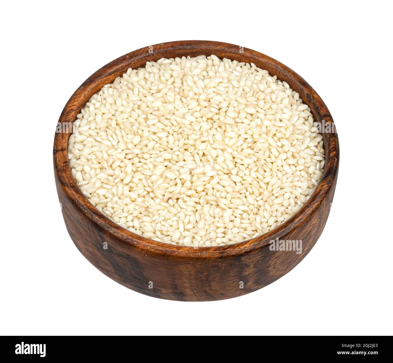 Risotto rice isolated on white background, top view Stock Photo