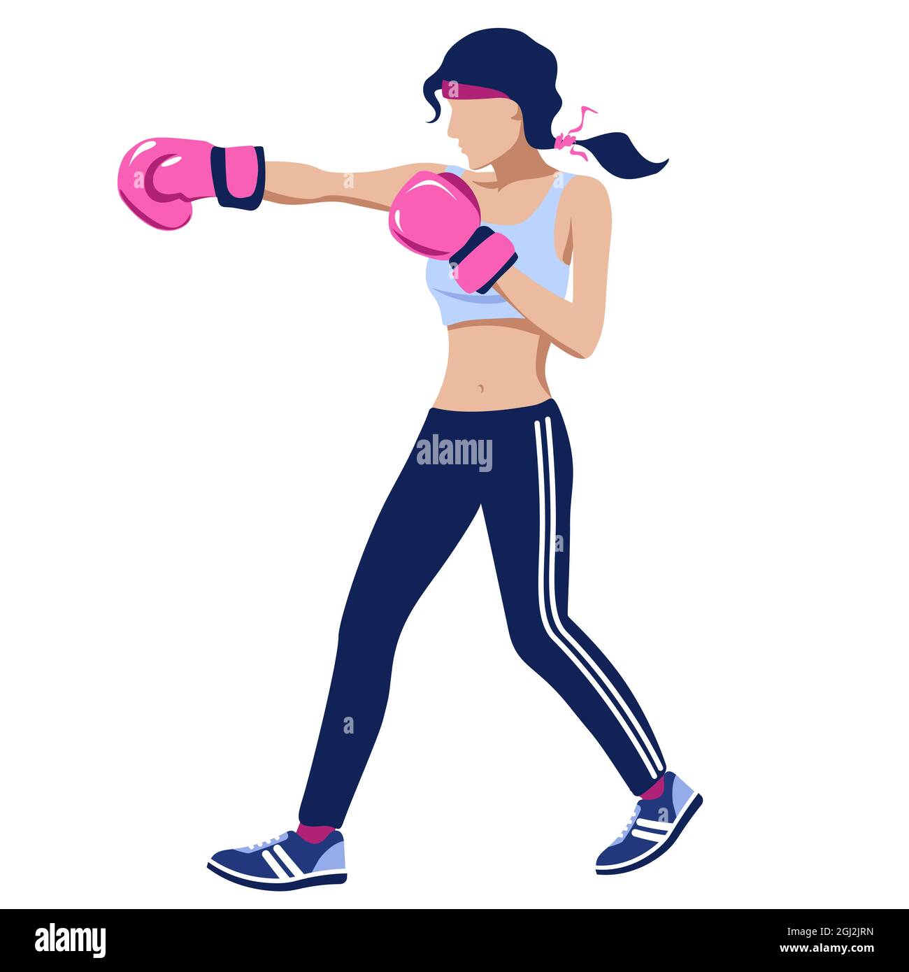 Young woman in pink boxing gloves. Illustration of female boxing, sports  and healthy lifestyle. Vector illustration isolated on white background  Stock Vector Image & Art - Alamy