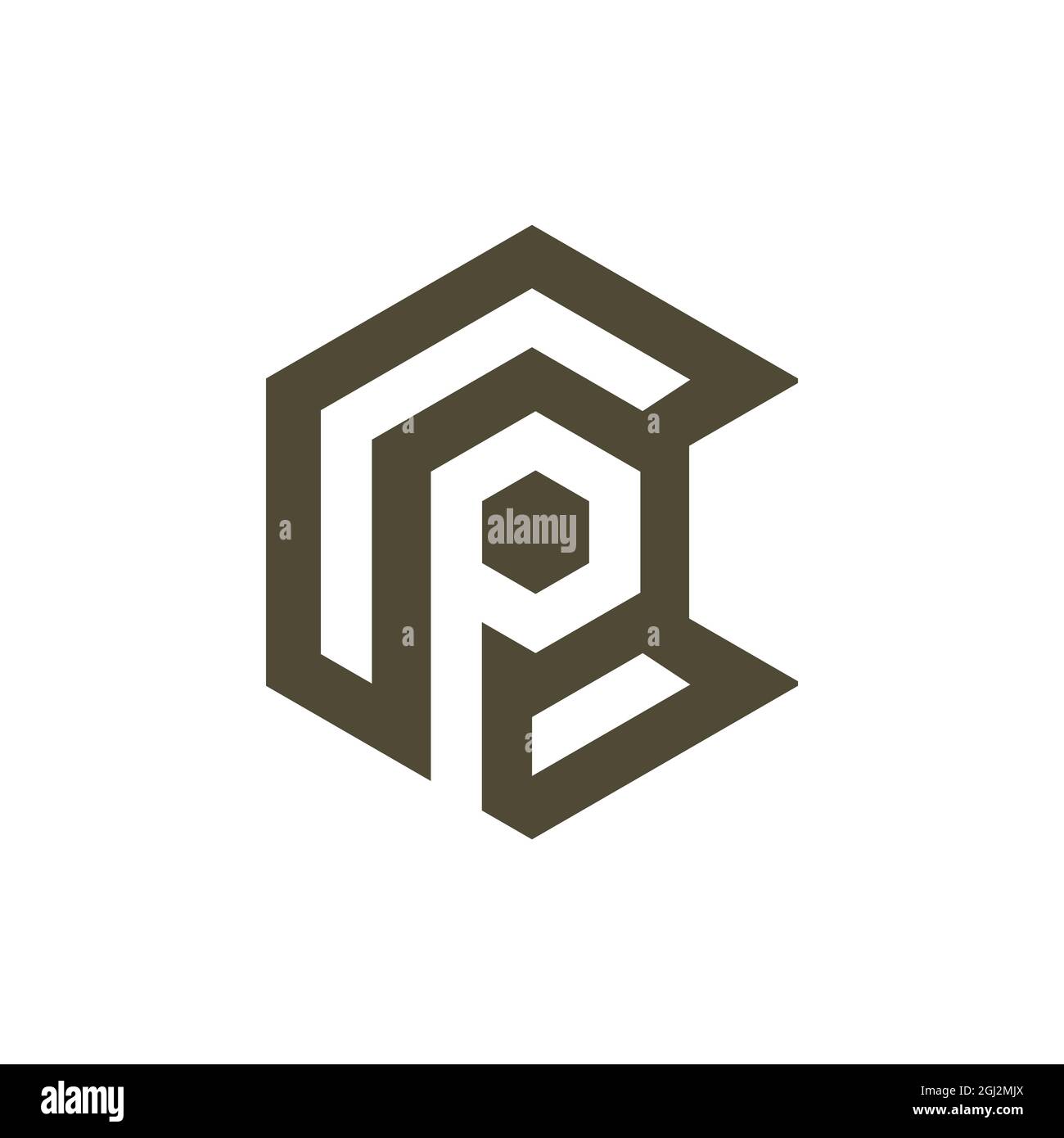 letter P and C polygon logo icon flat vector concept graphic simple ...