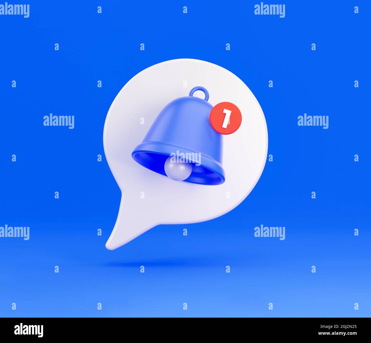Notification message bell icon alert. White 3d speech bubble with a ...