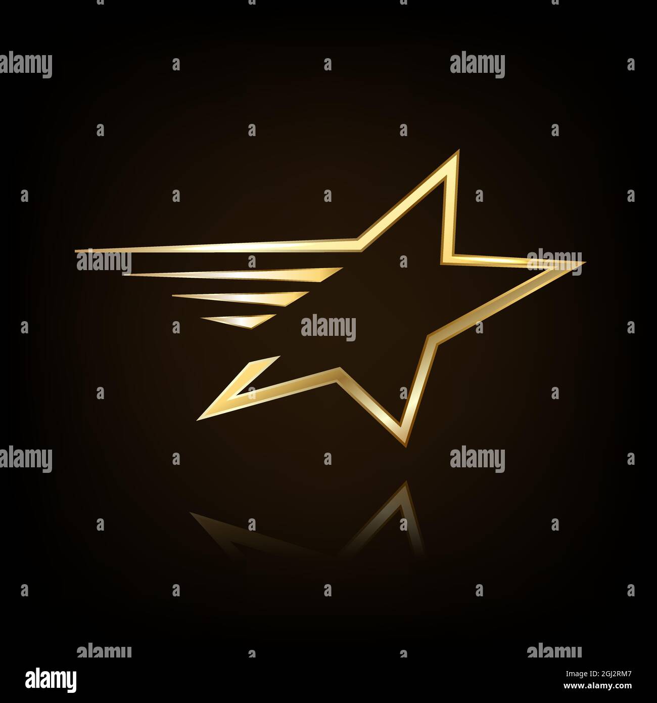 Gold Star Logo Vector in elegant Style with Black Background Stock ...