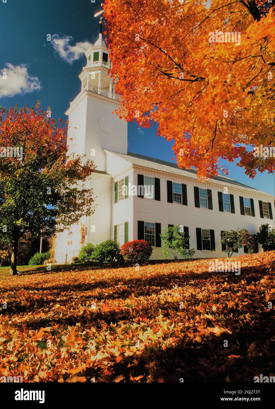 Colonial New England Church in Woodbury Connecticut Stock Photo