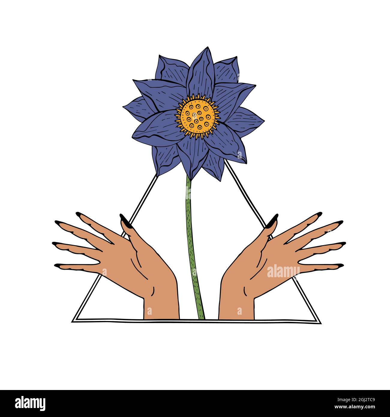 Vintage Mystic hands and lotus flower inside triangle Stock Vector ...