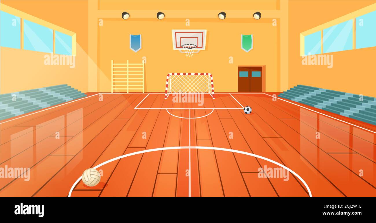 cartoon basketball court