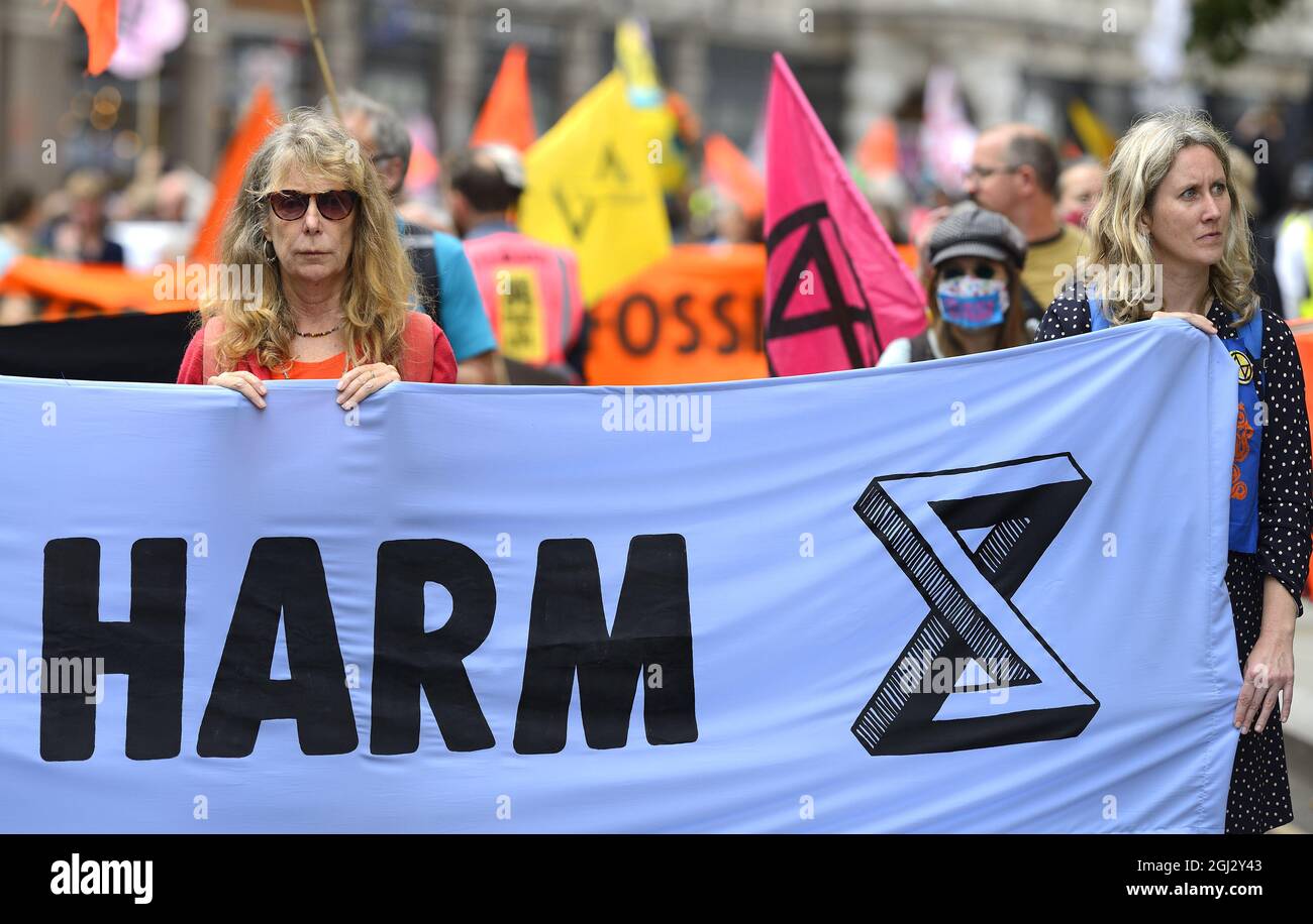 London, UK. Extinction Rebellion climate protest in the City of London, 3rd September 2021. Stock Photo