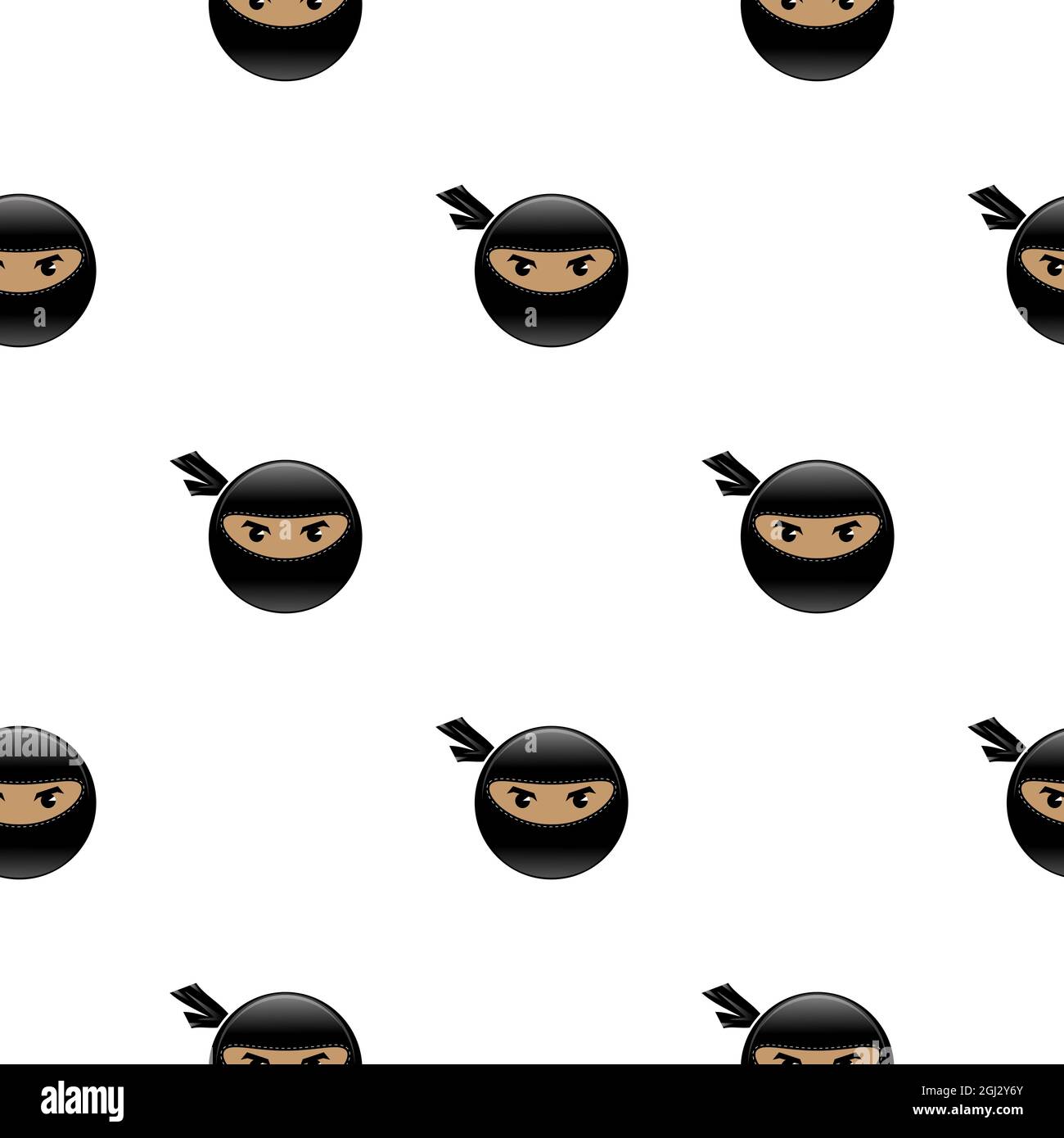 Cartoon Ninja Face Icon Isolated on White Background. Warrior Logo