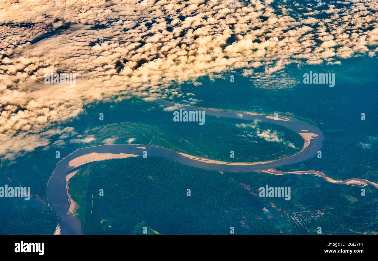 Aerial view of the Amazon river in Peru Stock Photo
