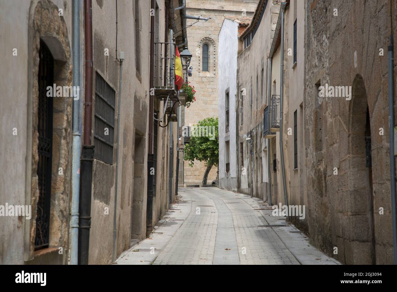Empty Street; Ledesma, Salamanca; Spain Stock Photo