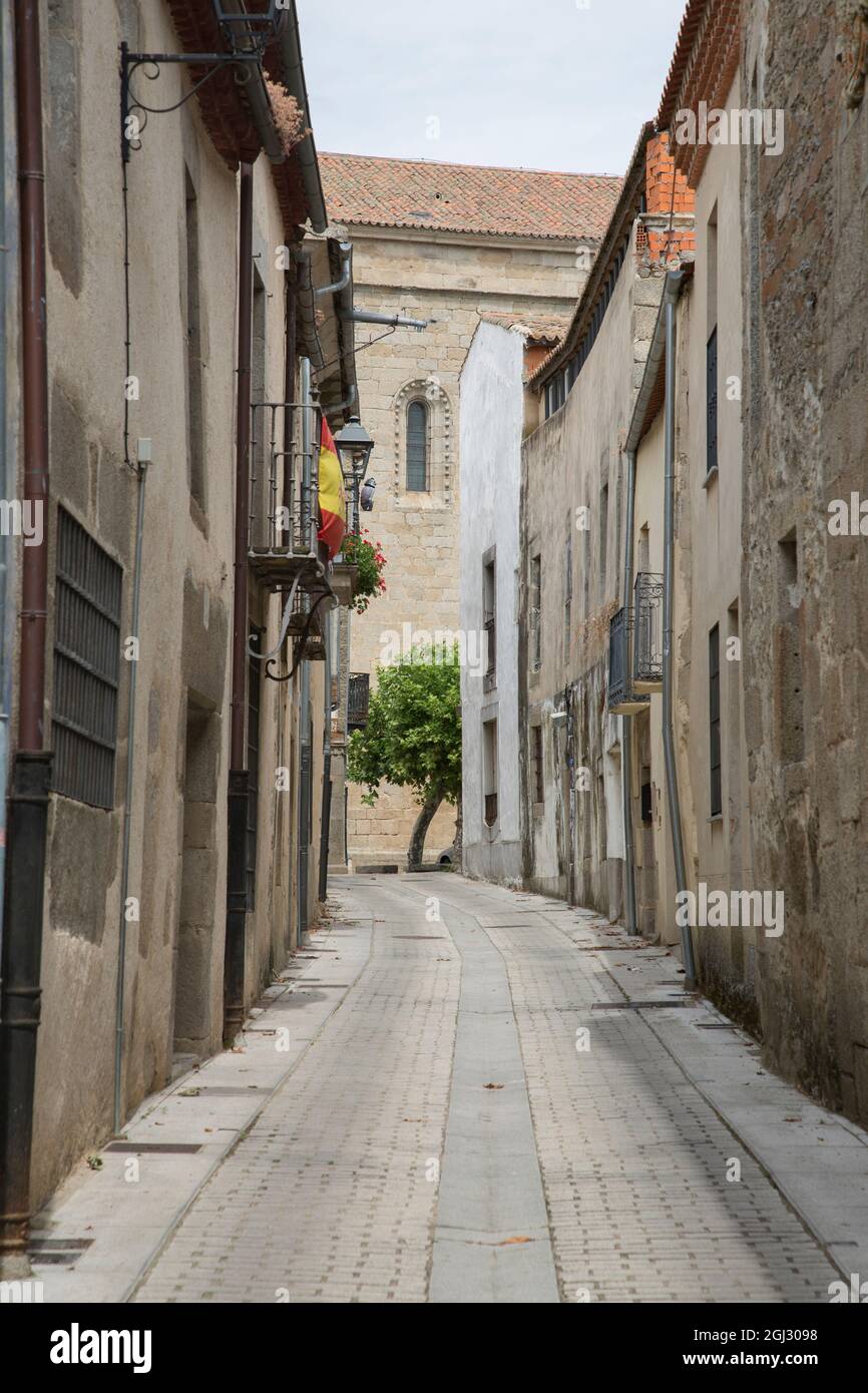 Empty Street in Ledesma, Salamanca; Spain Stock Photo