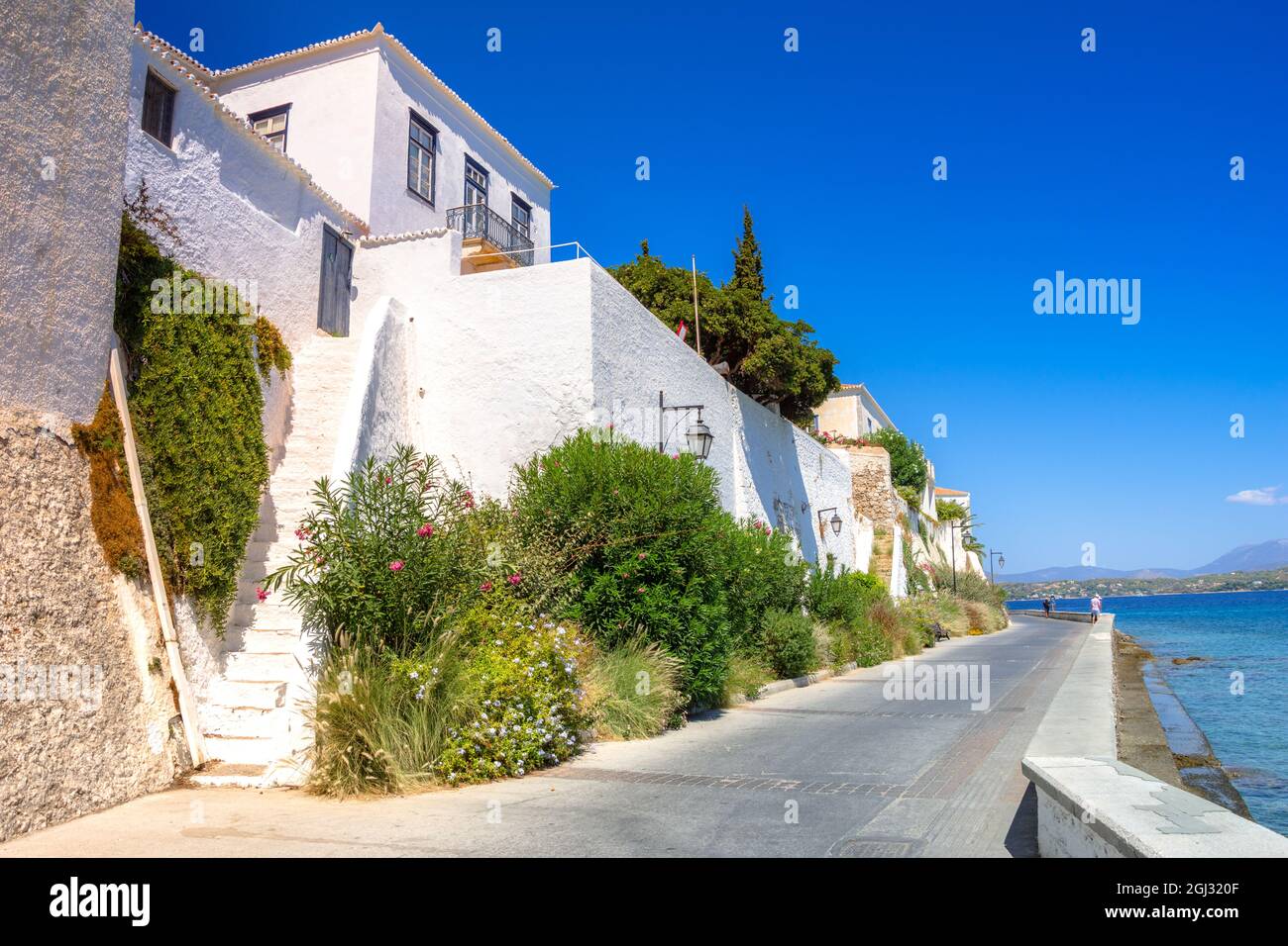 View of the amazing island of Spetses, Greece. Stock Photo