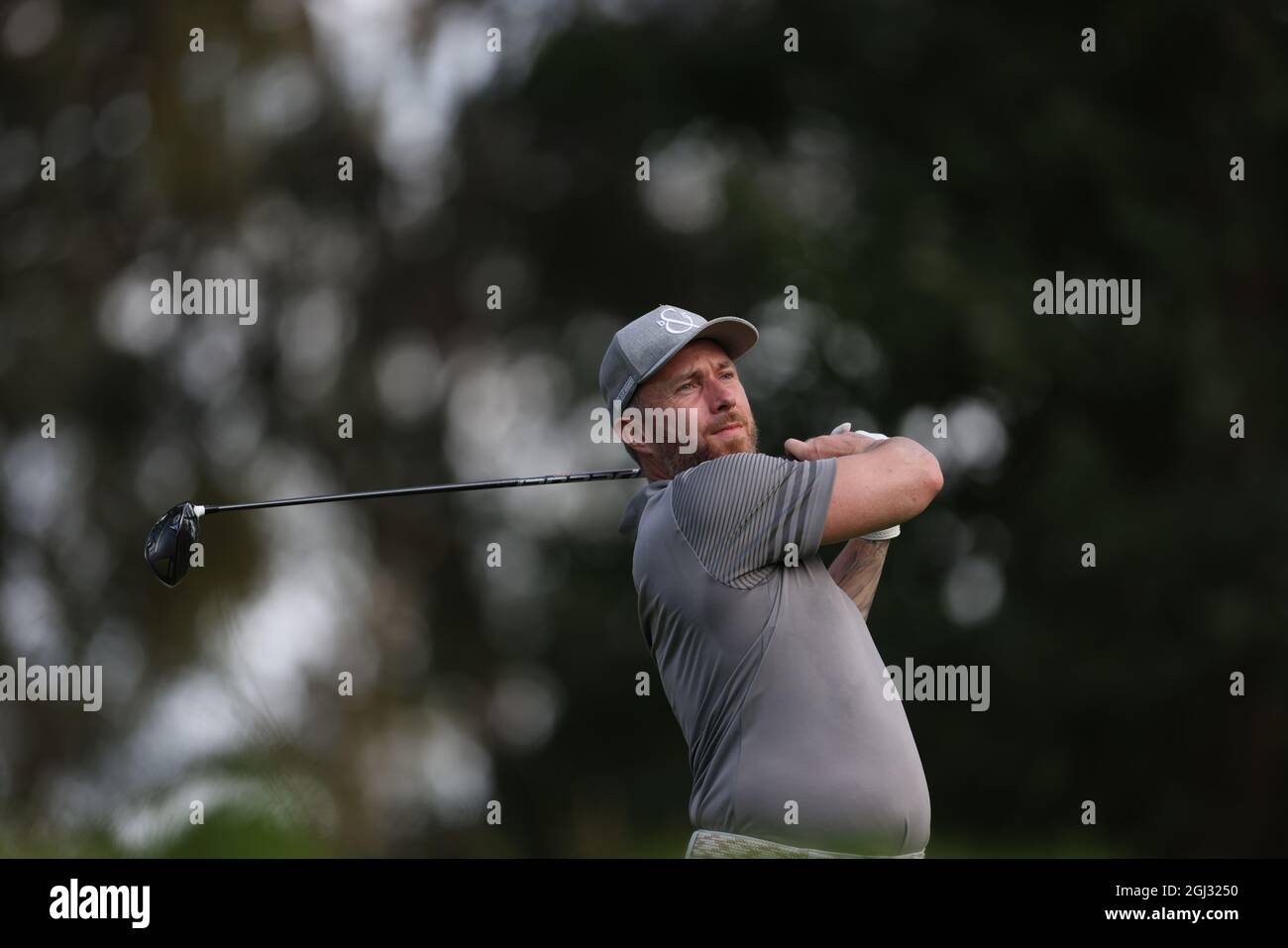 James Jordan on the 9th tee during the Pro-Am for the BMW PGA Championship at Wentworth Golf Club, Virginia Water. Picture date: Wednesday September 8, 2021. Stock Photo