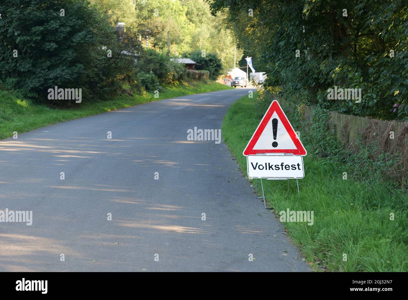 Attention Sign for Public Festival in Germany Stock Photo
