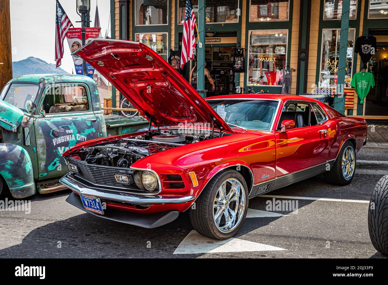 Virginia City, NV July 30, 2021 1970 Ford Mustang Mach 1 at a local