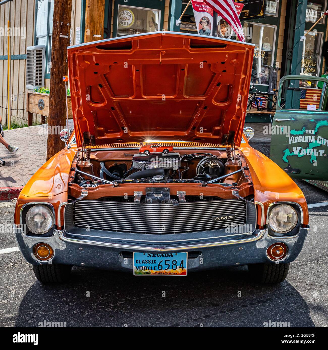 Virginia City, NV July 30, 2021 1969 American Motors AMX coupe at a